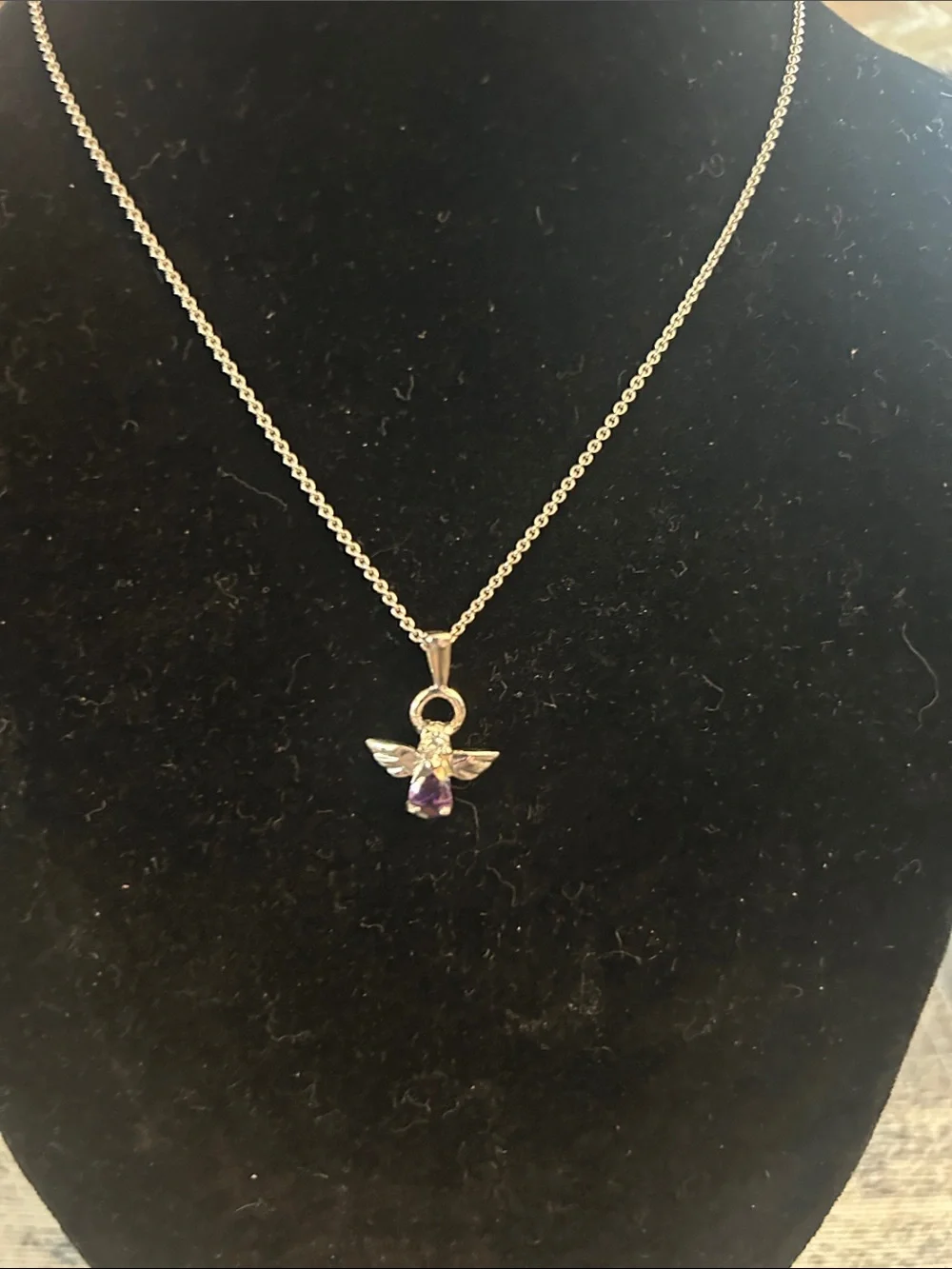 Silver Angel Pendant Necklace & Earrings with Purple Stone. BUNDLE 3 for $30 - Picture 3 of 3